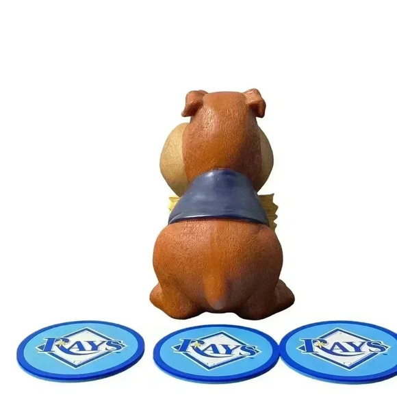 MLB TAMPA BAY RAYS BULLDOG BEWARE OF RAYS FANS 8” STATUTE AND COASTERS - Picture 5 of 9